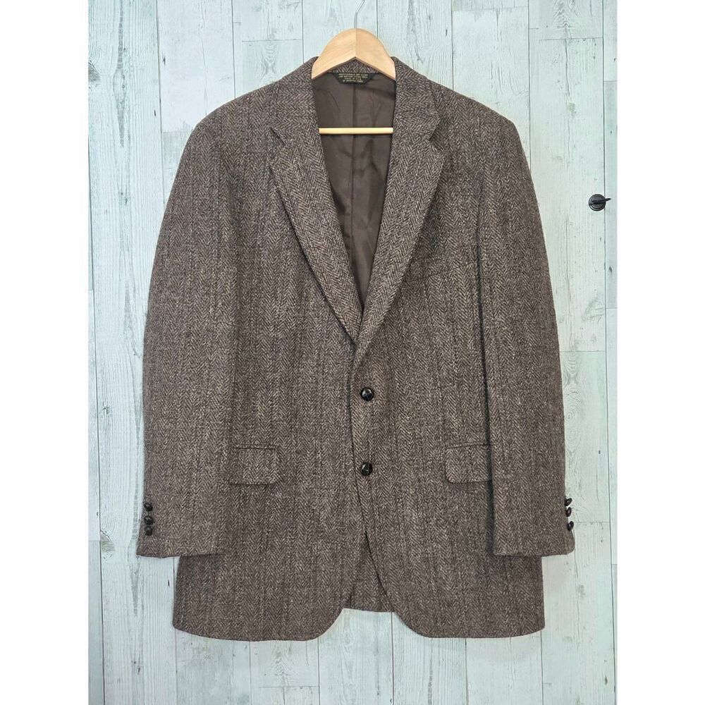 VTG Harris Tweed Handwoven Scottish Wool Blazer Sport Coat Sz. 44 EST